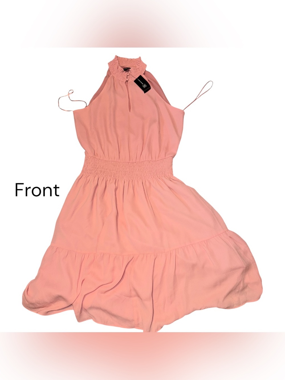 INC International Concepts Pink Ruffled Smocked Neck Blouse